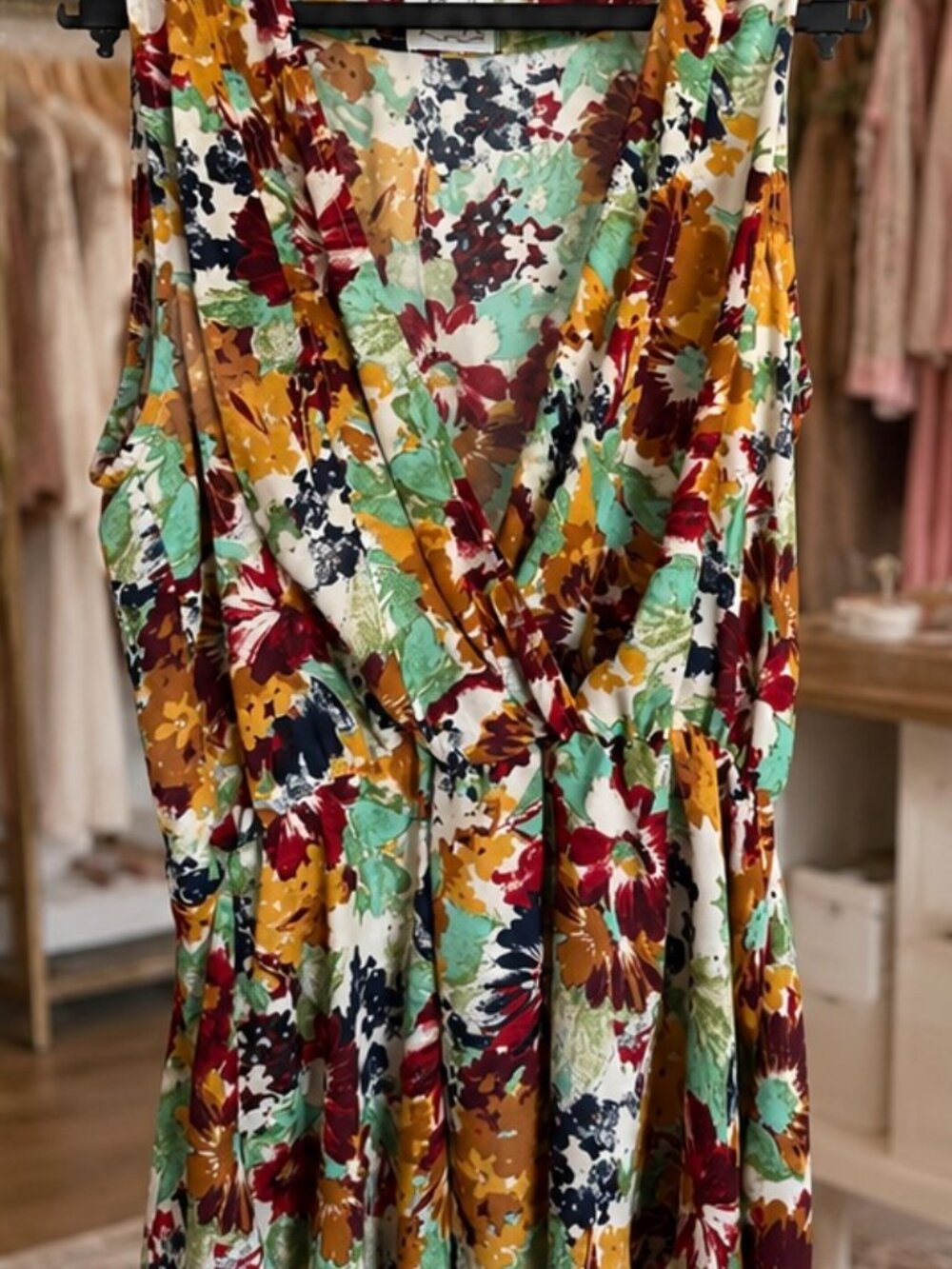 Kit & Sky Multicolor Floral Wrap-Front Peplum Top - Picture 2 of 4